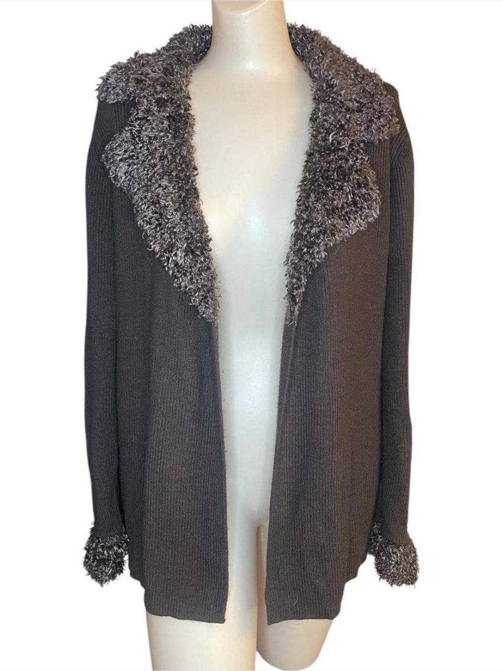 Vintage GAS Sweaters brown cardigan with faux fur detail